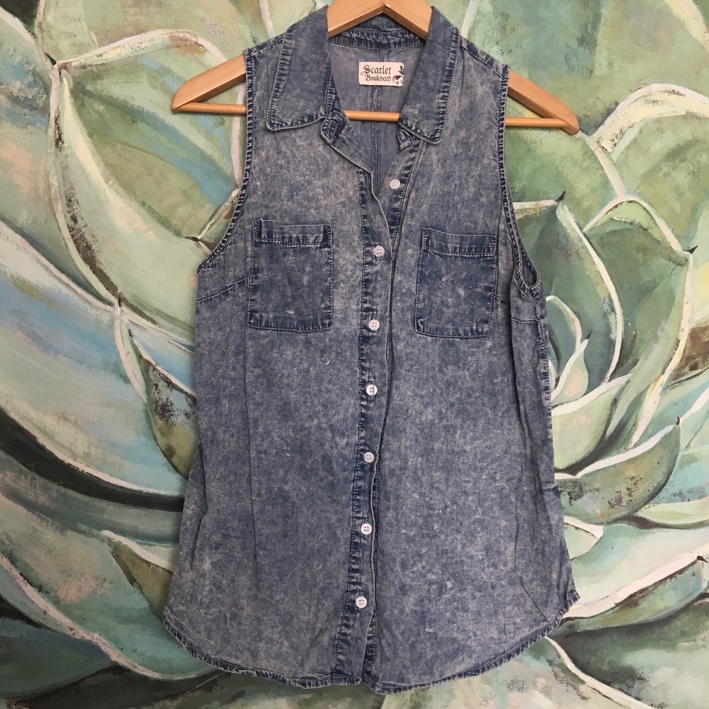Denim Collared Tank